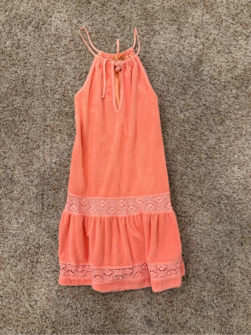 Juicy Couture Coral Halter Tie Mini Dress